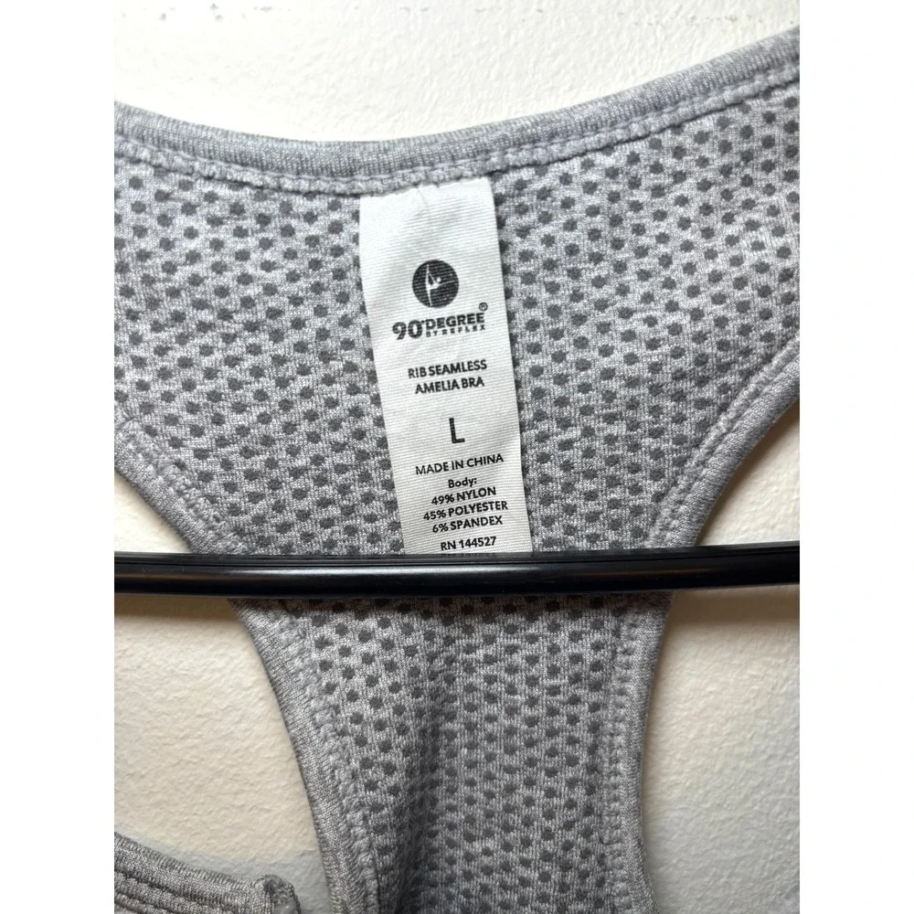 90 Degree Rib Seamless Amelia Bra L Gray Zipper